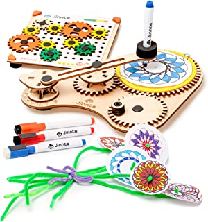Jinnto Gears STEAM Project Educational Toy - Building Toy for Kids Science Learning Kit Drawing Machine Interlocking Gear Sets Art Gears Bulding Kit Gift for Girls and Boys Ages 6-9