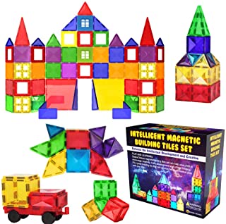 Desire Deluxe Magnetic Tiles Blocks Building Set for Kids – Learning Educational Toys for Boys Girls for Age 3 - 8 Year-Old – Birthday Present Gift (57PC)
