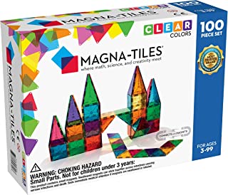 Magna-Tiles 100-Piece Clear Colors Set, The Original Magnetic Building Tiles For Creative Open-Ended Play, Educational Toys For Children Ages 3 Years +