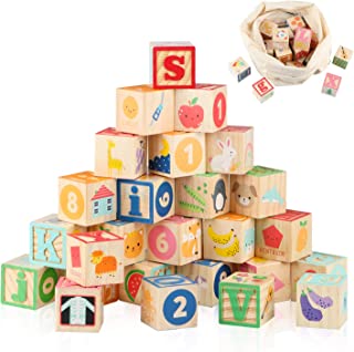 Joqutoys ABC Wooden Building Blocks for Toddlers 1-3 Large, 26 PCS Alphabet & Number Stacking Blocks, Educational Learning Toys for Boys Girls Kids Gifts 1.65''