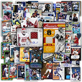 NFL Football Trading Cards Mega Pack | 100 NFL Sports Cards | 2 Official NFL Autographed, Jersey or Relic Cards in Every Pack | Perfect Starter Set | Sports Collectible Trading Card Packs & Boxes