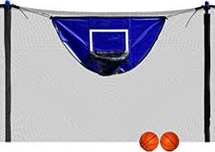 Trampoline Basketball Hoop with Mini Basketballs | Mini Basketball Hoop for Trampoline with Enclosure | Waterproof, Soft Materials & Breakaway Rim for Safe Dunking | Trampoline Accessory for All Ages
