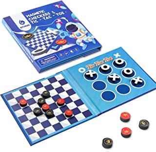 BSTSHIER 2 in 1 Board Games for Kids Checkers Sets Board Games for Kids Travel Toys Magnetic Travel Games Foam Checker Pieces Young Kids Board Games Family Board Game (Checkers&Tic-Tac-Toe)