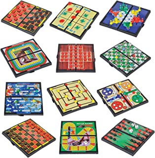 Gamie Small Magnetic Board Travel Game Set - Includes 12 Retro Fun Games - 5 Inch Compact Design - Individually Boxed - Teaches Strategy and Focus - Road Trip, Travel, Camping for Kids 6+