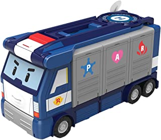 Robocar Poli Official Mobile Headquarters, 2-in-1 Trailer with 1 Poli Diecast - Portable & Transformable Vehicle Carrier Truck Toy