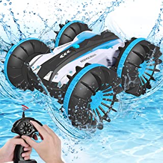 FREE TO FLY Remote Control Car Boat Truck 4WD 6CH 2.4Ghz Land Water 2 in 1 RC Toy Car Multifunction Waterproof Stunt 1: 16 Remote Vehicle with Rotate 360 All Terrain Boys Girls Gifts