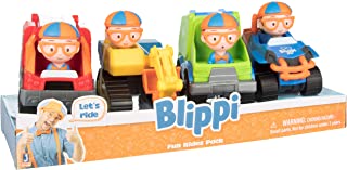 Blippi Toy Vehicles Playset of 4, Larger 3 Inch Size - Includes Excavator, Mobile, Fire Engine Truck & Garbage Truck - Age 3+ - Construction Play Toys