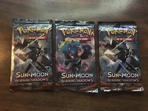 Lot of Pokemon Sun & Moon Burning Shadows boosters, new sealed 3 packs - 1422