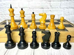 Vintage Soviet Chess Wooden Chess USSR Set Grossmeister 45X45cm King 11.5cm