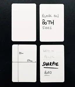 Blank playing cards / flash card (blank BOTH sides) 57mm x 88mm, satin finish