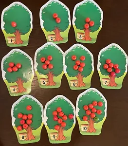 Lakeshore Learning Resources Apple Tree Counting Box Mats Plastic Math Counters