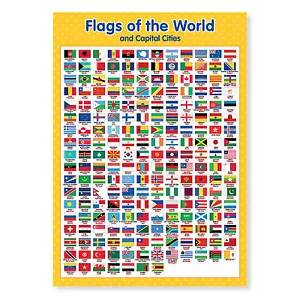 Flags of the World Educational Poster A3