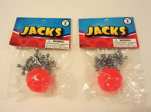12 SETS OF METAL STEEL JACKS WITH SUPER RED RUBBER BALL GAME CLASSIC TOY KIDS