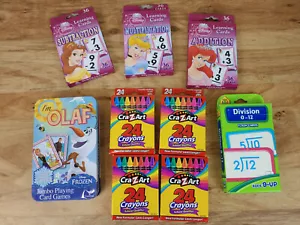 LOT OF KIDS LEARNING AND CREATIVITY PACK - CRAYONS / FLASH CARDS / CARD GAME