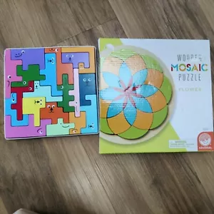 Two wooden Mind puzzles Ware Wooden Mosaic Puzzle Flower Age 6 Plus