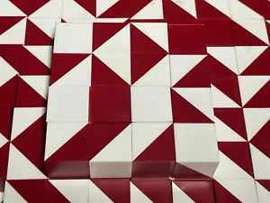 (16) KOHS Plastic Red And White 2 Color Single 1” Blocks Design Test New