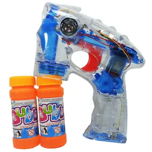 Soap Bubble Gun Shooter sparabolle 2 Refills Batteries Sounds Parties Kids 221