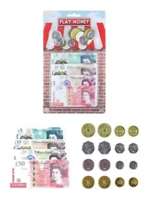 Kids Children's Play Money Fake Pretend Role Shops Cash £ Pound Notes Coins Toy