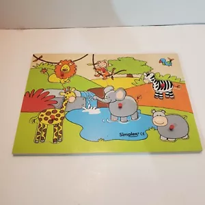 Simplex Wooden Puzzle 6 Piece Zoo Animals Preowned Great Condition