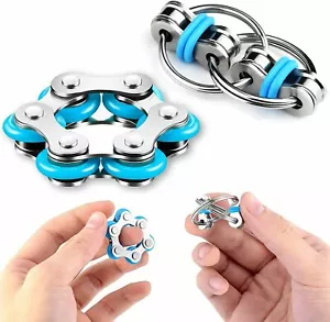 2pack Flippy Bike Chain and 6 Link Fidget Toy Stress Relief Sensory Anxiety ADHD