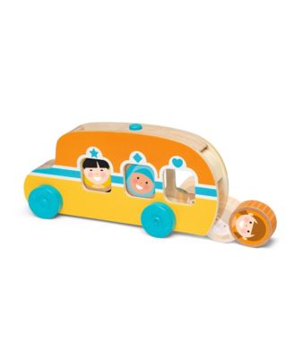 Melissa and Doug Go Tots Wooden Roll Ride Bus with 3 Disks, Set of 4