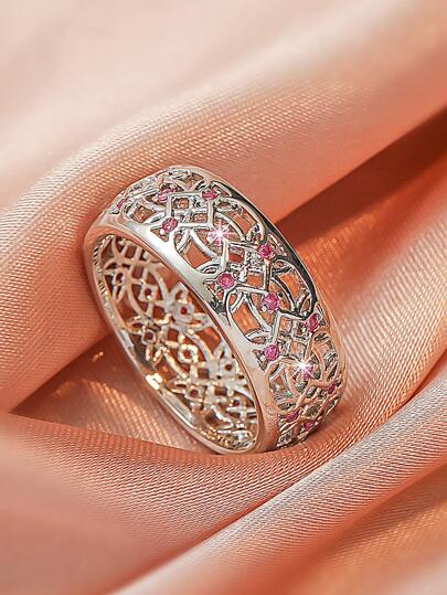 Zircon Decor Hollow Out Ring