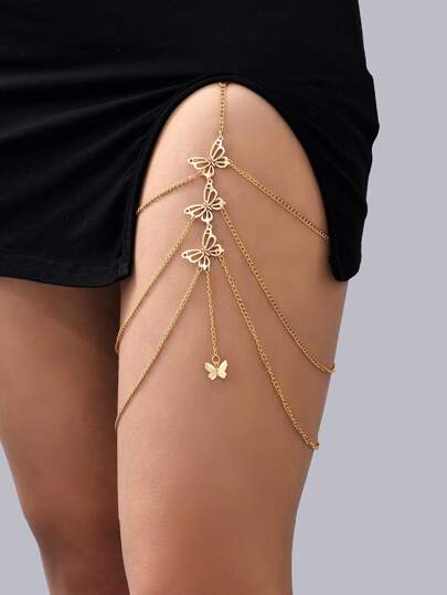 Butterfly Decor Layered Thigh Chain