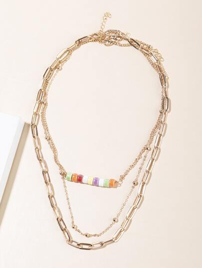 3pcs Bead Decor Necklace