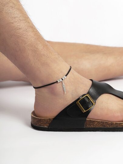 Men Feather Charm Anklet