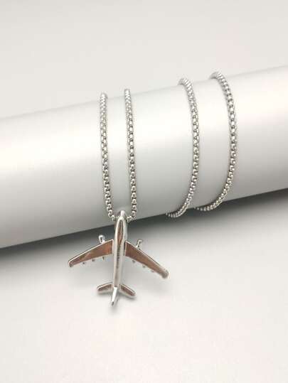 Men Airplane Charm Necklace